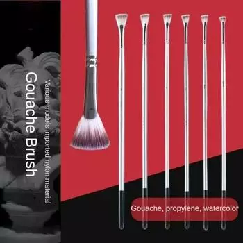 6 шт. веерообразная градиентная нейлоновая кисть для волос с длинным стержнем, акварельная кисть, специализированная для художественных школ, рыбий хвост, акриловая масляная ручка 6 pcs fan-shaped серебряный