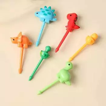6 шт. вилка для фруктов в виде динозавра на ферме животных, мини-мультяшная детская закуска, торт, десерт, шпажка, зубочистка, бенто, обед, украшение для вечеринки
