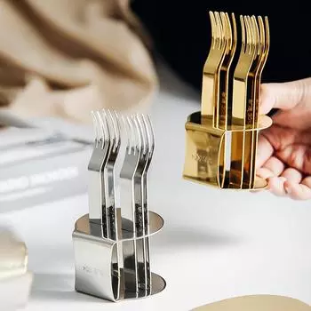 6 шт. вилок для фруктов из нержавеющей стали с основанием, нержавеющие многоразовые столовые приборы для фруктовых десертов