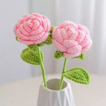 6 шт. вязаные крючком цветы вязаные крючком розы искусственные цветы вязаные цветы ручной работы домашний декор тканый подарок на день рождения валентинки мама 6 Pcs красный