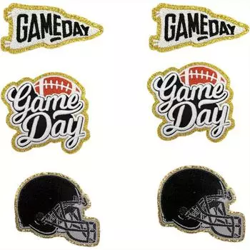 6 шт. вышитые термонашивки на тему игрового дня, футбольные шлемы, логотипы, вышитые нашивки, аппликация из синели, одежда для самостоятельной сборки, куртка, рюкзак, шляпа, сумка чёрный