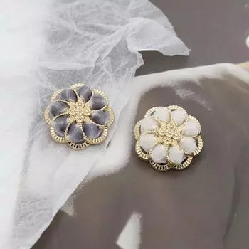 6 шт., высокое качество, роскошный дизайн, плюшевые тафтинговые металлические пуговицы с цветком для декора одежды, пуговицы для шитья, рукоделие, аксессуары «сделай сам» 23mm