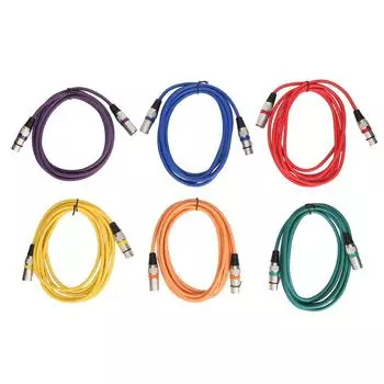6 шт. XLR-кабель «папа-мама» 10 футов, двухслойный экранирующий сильный антиинтерференционный кабель XLR для микрофона