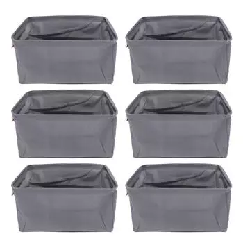 6 шт. Ящик для хранения одежды из утолщенной ткани, складной ящик для хранения одежды, контейнер для шкафа 42x28x25cm/16.54x11.02x9.84in серый