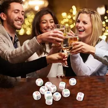 6 шт. забавные игральные кости для питья, вечерние, барные, подарочные игрушки, английский дизайн, акриловые шестигранные универсальные кубики 6pcs