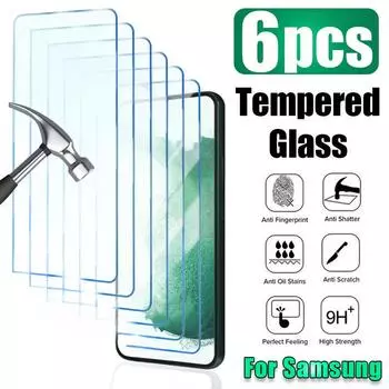 6 шт. закаленное стекло для Samsung A34 A52 A51 A10 A20e A30 A31 A40 A41 A50 A70 A71 A72 A04S M21 M31 A14 A54 Защитное стекло Huawei P Smart 2019 чистый