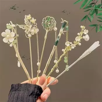 6 шт. Заколка для волос, Заколка для волос, Женский новый китайский стиль, Заколка для волос, Простая, Современная, Головной убор Ханфу высокого класса, Супер бессмертный