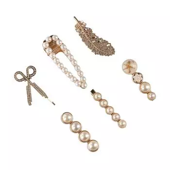 6 шт. заколки для челки из цинкового сплава заколки для волос боковые заколки-утиные заколки элегантные заколки-перья для волос набор для леди 6pcs/set