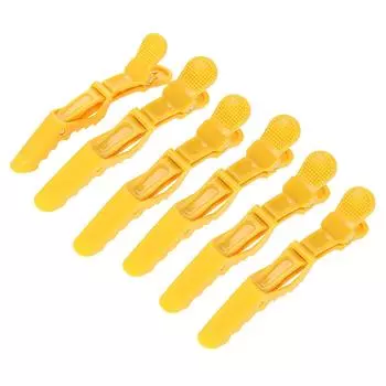6 шт. заколки для волос из крокодиловой кожи, противоскользящие, однозубчатые, парикмахерские, зажимы-коготь, желтые жёлтый