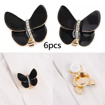 6 шт. Запонки для рубашек в виде бабочек, блестящие запонки, аксессуары для официальной одежды чёрный