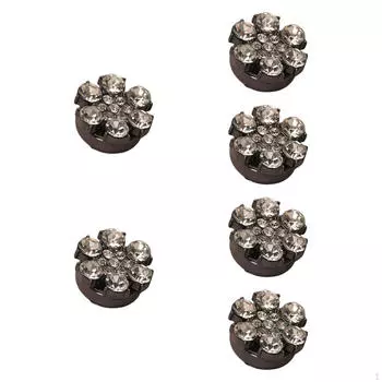 6 шт. Запонки со стразами, накладки на пуговицы, съемные зажимы для рубашек, ювелирные аксессуары чёрный