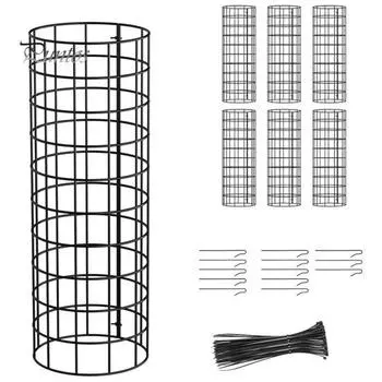 6 шт. Защитные приспособления для ствола дерева. Защита сада. Клетка для защиты деревьев. Расширяемая высота. Легко устанавливается. Широкое применение. Аксессуары для защиты деревьев. чёрный