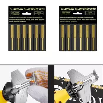 6 шт. заточного камня для цепной пилы, заточной камень для цепной пилы, алмазный шлифовальный инструмент, титановые шлифовальные биты 4 мм/4,8 мм/5,5 мм 40