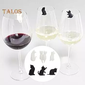 6 шт., зажимы для чайных пакетиков, пищевые термостойкие многоразовые силиконовые держатели для чайных пакетиков в форме кошки, маркеры для напитков 6pcs