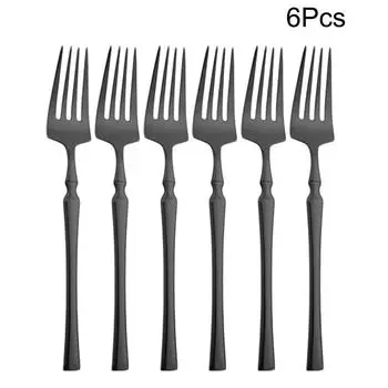 6 шт. зеркальные столовые вилки столовые приборы черные вилки из нержавеющей стали столовые приборы кухонное столовое серебро западная столовая посуда набор вилок для ресторана