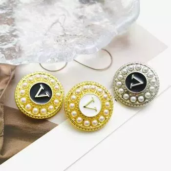 6 шт. жемчуг V буква красивые изысканные круглые металлические пуговицы для ручного шитья для одежды аксессуар ручной работы DIY материал украшения 18mm