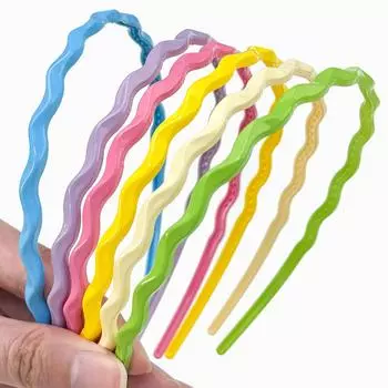 6 ШТ Женская Повязка на Голову Волна Повязка на Голову Детская Повязка на Голову Конфетный Однотонный Ободок Пластиковые Яркие Повязки для Волос Подарки Детские Девочки Аксессуары для Волос