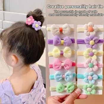 6 шт. женская резинка для волос с бантом, декоративная яркая цветная резинка для волос, толстые тонкие волосы, эластичное кольцо для волос, аксессуар для волос A