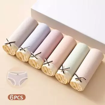 6 шт. женские трусики, хлопковое дышащее нижнее белье, трусы для девочек, однотонные трусики, мягкие трусы, сексуальное женское белье с низкой талией M-2XL M