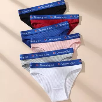 6 шт. Женские трусики в полоску, Сексуальные женские трусики из дышащего хлопка, Женское нижнее белье с низкой посадкой, Женское белье XS-L XS разноцветный