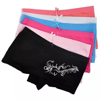 6 шт., женские трусы-боксеры, хлопковые трусы для женщин, трусы с принтом, шорты для мальчиков, женское нижнее белье, трусики L разноцветный