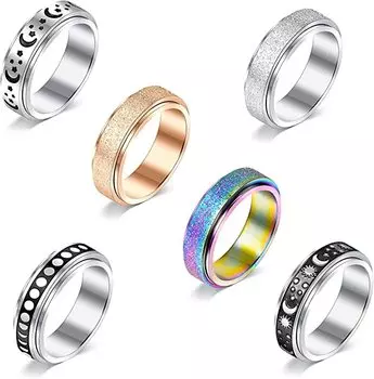 6 шт., женское кольцо, антистрессовое вращающееся кольцо для праздника, вечеринки, работы, свидания, пары, помолвки, невесты, модные ювелирные изделия, принадлежности для девочек