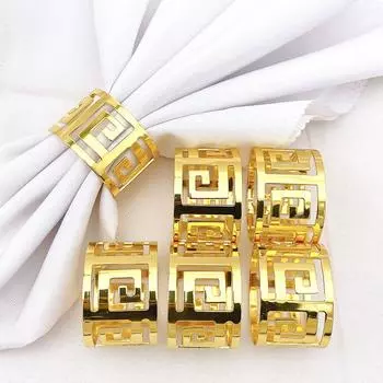 6 шт. золотых и серебряных колец для салфеток, свадебное кольцо для салфеток, держатель для салфеток в стиле вестерн, украшение для стола в отеле