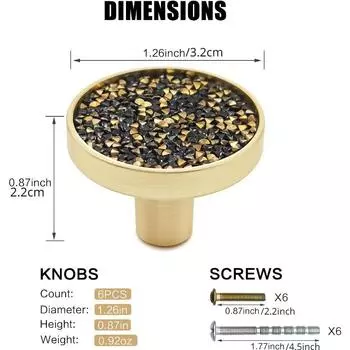 6 шт. золотых ручек для шкафов, блестящие металлические ручки для ящиков и ручки для шкафов, комодов и многой другой мебели для дома и офиса фиолетовый