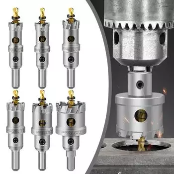 6 шт. зубчатый инструмент для сверления отверстий, алюминиевая пластина, железная пластина, сверло 16-35 мм, инструмент для пробивки отверстий, развертка, сверло