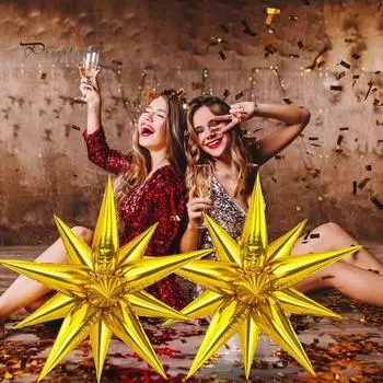 6 шт. Звездные шары 12-точечные звездные шары из фольги и майлара для свадебного юбилея, рождественского, новогоднего, дня рождения, вечеринки, принадлежностей D