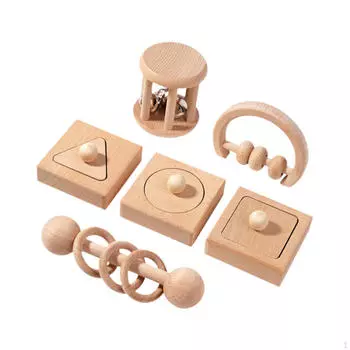 6 штук деревянные детские игрушки развивающие погремушки для детей мальчиков девочек