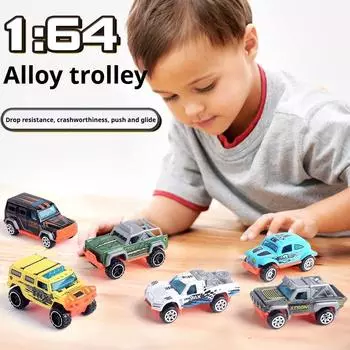 6 штук детских игрушечных моделей автомобилей из сплава, детали из сплава высокой пропорции, внедорожный автомобиль, игрушечный подарок из сплава оранжевый