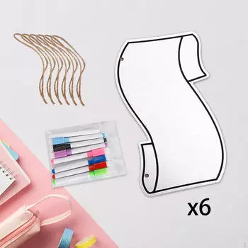 6 штук доски для ответов с сухим стиранием с веревками, многофункциональный портативный обучающий инструмент White 23.8x13cm