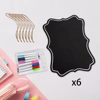 6 штук доски для ответов с сухим стиранием с веревками, многофункциональный портативный обучающий инструмент Black 24x14.5cm