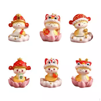 6 штук Китайская Годовая Змея Фигурки Милое Украшение для Дома