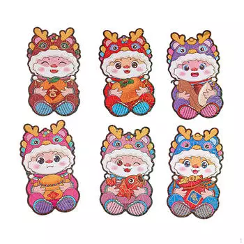 6 штук китайских годовых красных конвертов счастливые деньги Хун Бао для фестиваля Style B