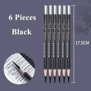 6 Штук/Набор Рисование Черно-Белые Угольные Карандаши Угольный Карандаш Карандаш для Эскизов Темная Бумага 6 x Black