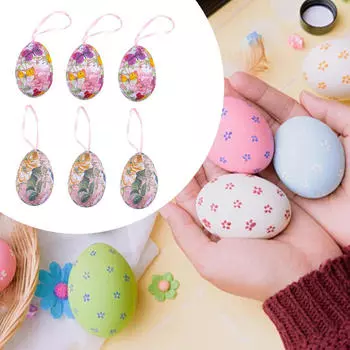 6 штук пасхальных яиц подвесные украшения елка декор корзина наполнители орнамент Style A