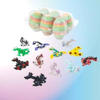 6 штук в упаковке, маленькие загадочные полностью подвижные и цветные, напечатанные на 3D-принтере, миниатюрные яйца дракона, уникальные загадочные драконы One Size