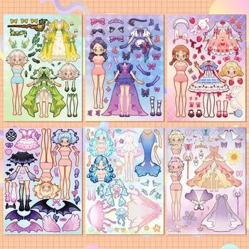 6 штук в упаковке милых наклеек принцесс, пазлы, наклейки, меняющие лицо, персонализированные самодельные водонепроницаемые наклейки