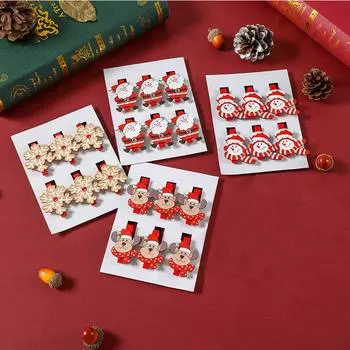 6 штук в упаковке Новые креативные рождественские деревянные мультяшные клипсы, праздничные украшения, принадлежности для вечеринок One Size