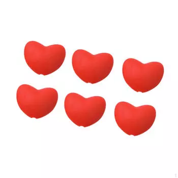 6 штук в упаковке силиконовые колпачки для спиц с отверстием 3 мм в форме сердца красный