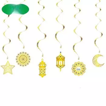 6 штук в упаковке спиральных украшений для масляных ламп в виде луны и звезд для украшения праздничной вечеринки 6-pack spiral золотой