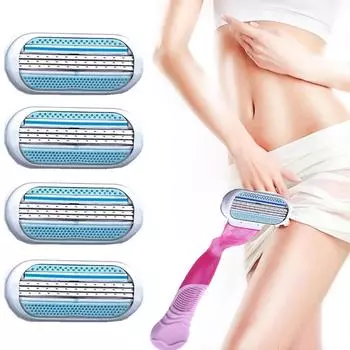 6-слойная бритва из нержавеющей стали, женская ручная эпиляция, лезвия для бритья ног, тела, бикини, бритвенный станок 5PCS