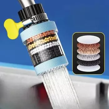 6-слойный фильтр для воды, очиститель крана, отсоединяемый, вращающийся на 360 градусов, брызгозащищенный, универсальный кран для домашней кухни, ванной комнаты белый