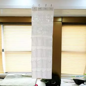 6-слойный органайзер для обуви, подвесная сумка, прозрачная нетканая ткань, 24 кармана, большое пространство, прочная пыленепроницаемая подвесная сумка для хранения серый