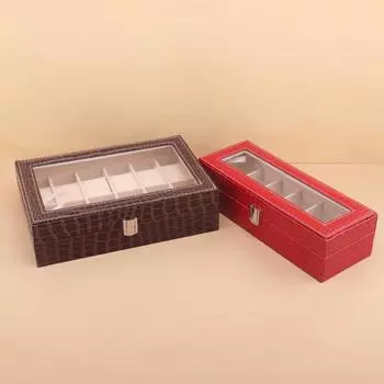 6 Slots Watch Holder Storage Case Organizer Black Wrist Watch Box PU Leather Watch Display Box regalos para hombre красный