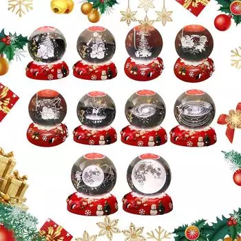 6 см 3D хрустальный шар с рождественской деревянной основой Рождественский хрустальный ночник хрустальный шар 3D рождественская лампа в виде оленя для домашнего декора комнаты