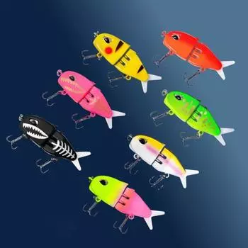 6 см/6,5 г многосочлененная рыболовная приманка с двойными крючками, реалистичная двухсекционная пластиковая искусственная приманка для ловли пресноводного и соленого окуня и форели