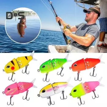 6 см/6,5 г многосоставная рыболовная приманка с двойными крючками, реалистичная двухсекционная пластиковая искусственная приманка для пресноводного и соленого окуня, форели и щуки красный